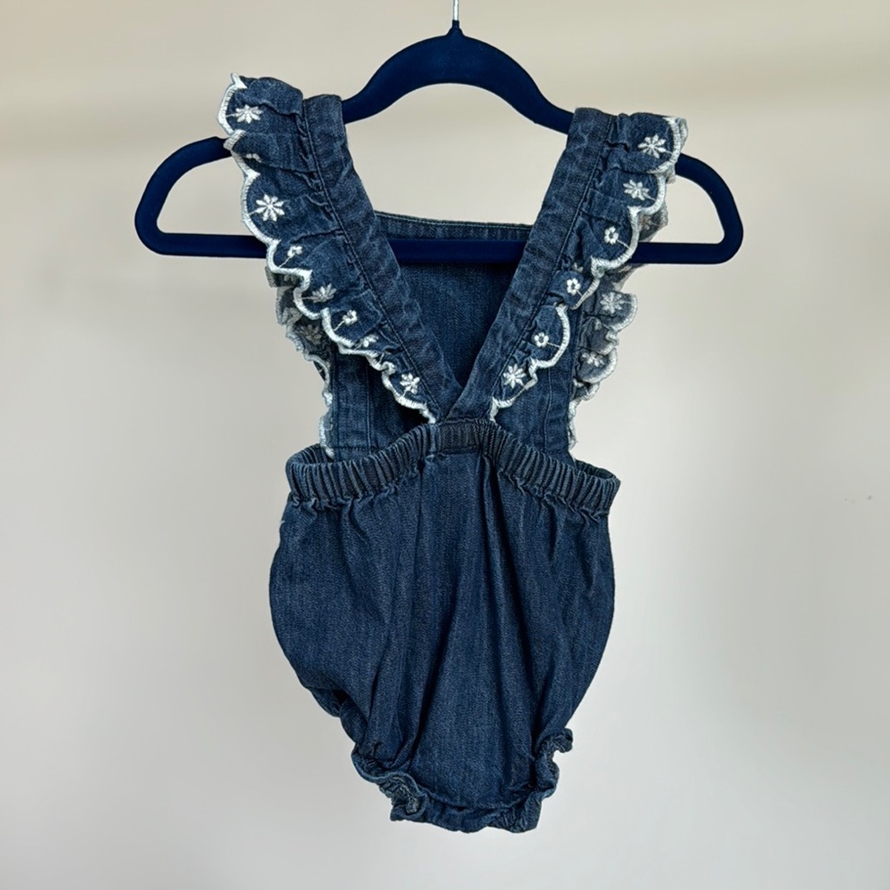 Denim Ruffle Kids Overalls - Picture 2 of 2